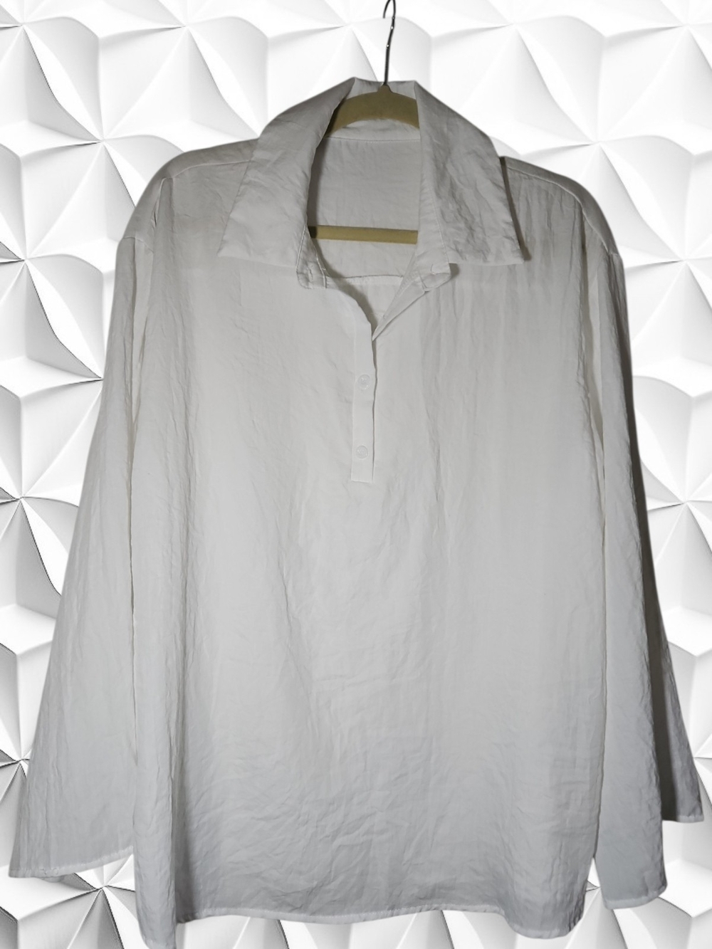 100% Linen‎ White Henley Tunic Blouse Long Sleeve Plus Size XXL